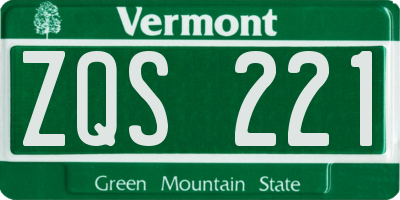 VT license plate ZQS221