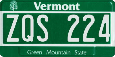 VT license plate ZQS224