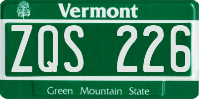 VT license plate ZQS226
