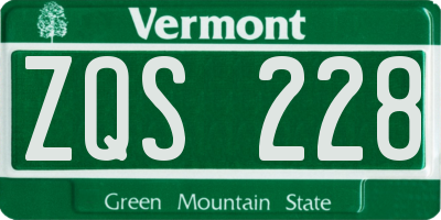 VT license plate ZQS228