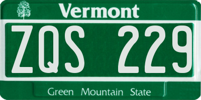 VT license plate ZQS229
