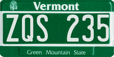 VT license plate ZQS235