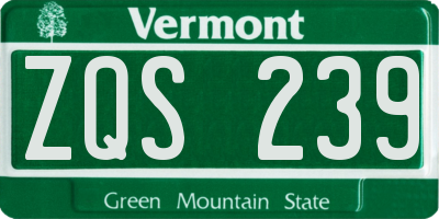 VT license plate ZQS239