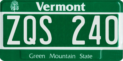 VT license plate ZQS240