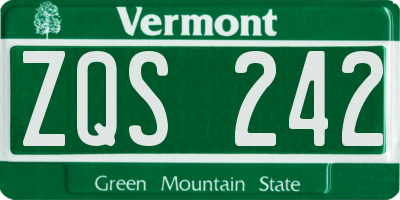 VT license plate ZQS242