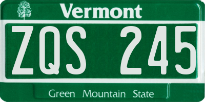 VT license plate ZQS245