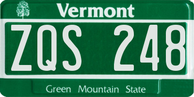 VT license plate ZQS248
