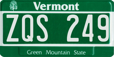 VT license plate ZQS249