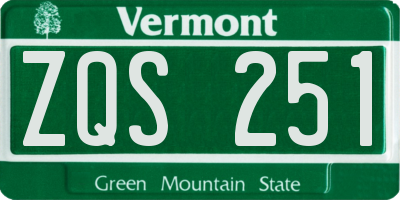 VT license plate ZQS251