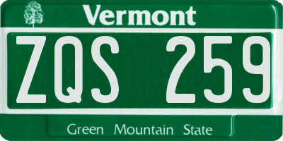 VT license plate ZQS259