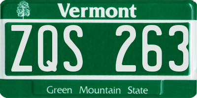 VT license plate ZQS263