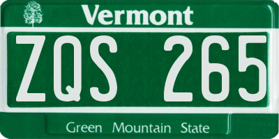 VT license plate ZQS265
