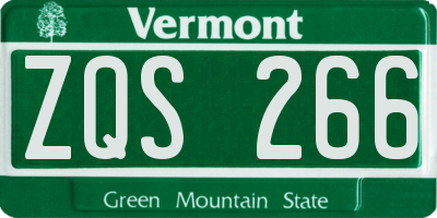 VT license plate ZQS266