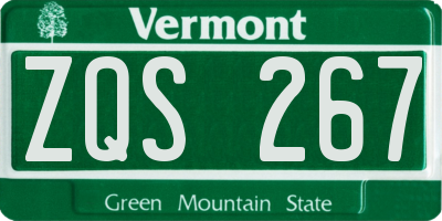 VT license plate ZQS267