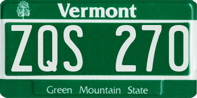 VT license plate ZQS270