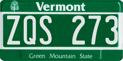 VT license plate ZQS273