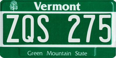 VT license plate ZQS275