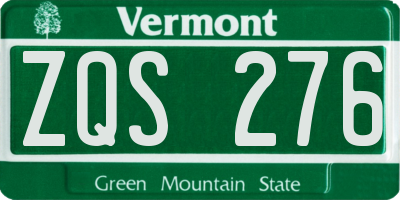 VT license plate ZQS276