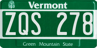 VT license plate ZQS278