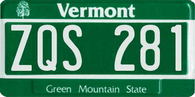 VT license plate ZQS281