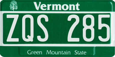 VT license plate ZQS285