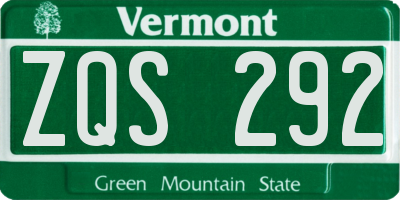 VT license plate ZQS292