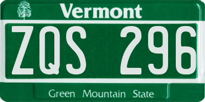 VT license plate ZQS296