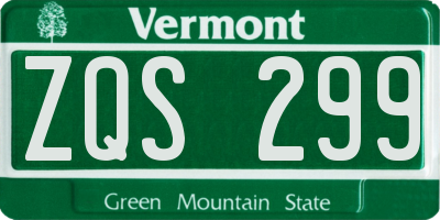 VT license plate ZQS299