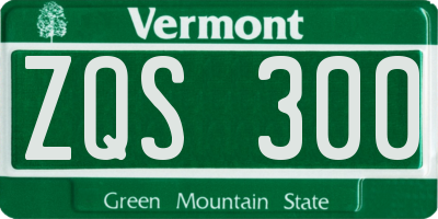 VT license plate ZQS300