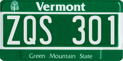 VT license plate ZQS301