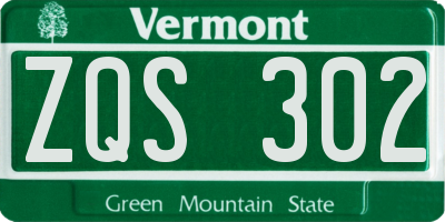 VT license plate ZQS302