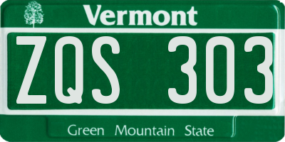VT license plate ZQS303