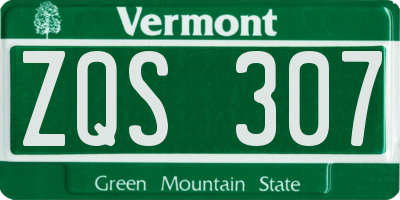 VT license plate ZQS307