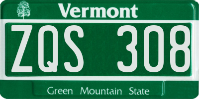 VT license plate ZQS308