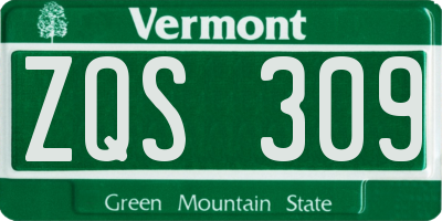 VT license plate ZQS309