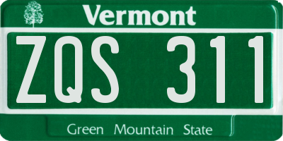 VT license plate ZQS311