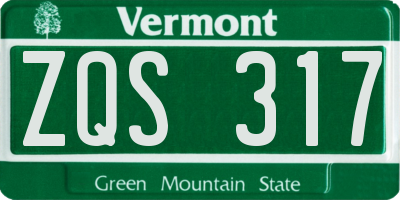 VT license plate ZQS317