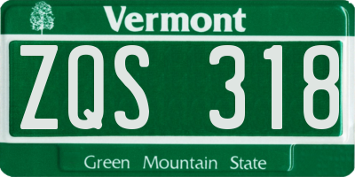 VT license plate ZQS318