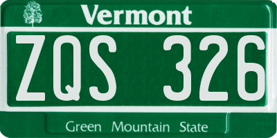 VT license plate ZQS326
