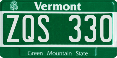 VT license plate ZQS330