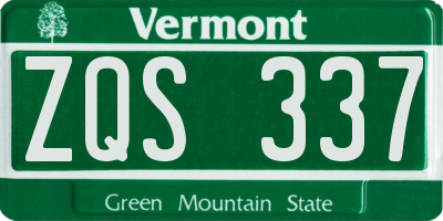 VT license plate ZQS337