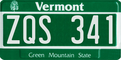 VT license plate ZQS341