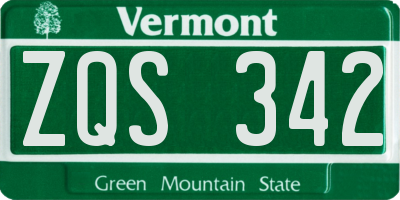 VT license plate ZQS342