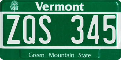 VT license plate ZQS345
