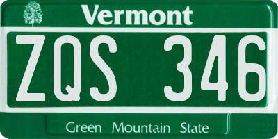 VT license plate ZQS346