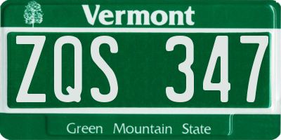 VT license plate ZQS347