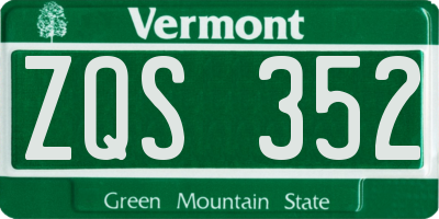 VT license plate ZQS352