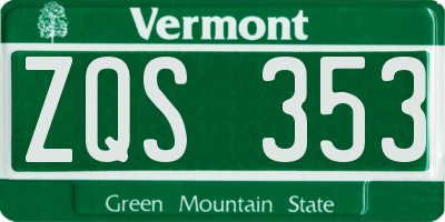 VT license plate ZQS353