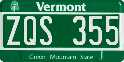 VT license plate ZQS355