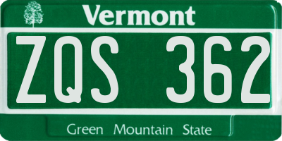 VT license plate ZQS362